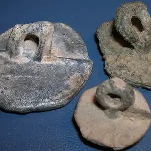 Home Made Lead Buttons - Thses lead buttons were made with a mold.