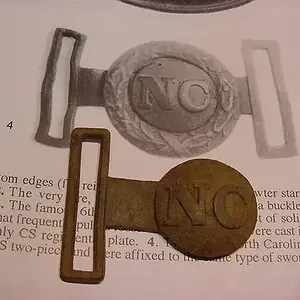 Civil War "NC" buckle - My best find to date, a rare "NC" Confederate officers buckle which had to be specially ordered by officers. This is one piece