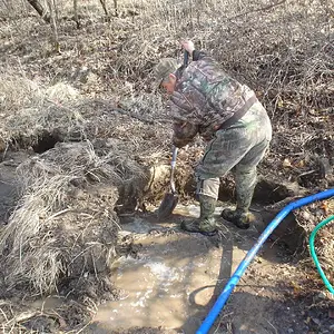 Cleaning off the bedrock