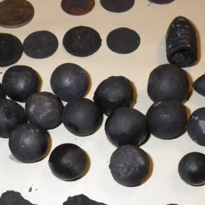 FOUND IN WATERS OFF OF A REV WAR/CW FORT SITE - MUSKETBALLS & MINIE BALLS
ONE IS FROM A SHARPS RIFLE