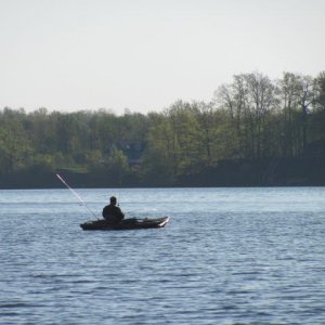 A single local kayak fly fisherman... Sodus Bay, NY