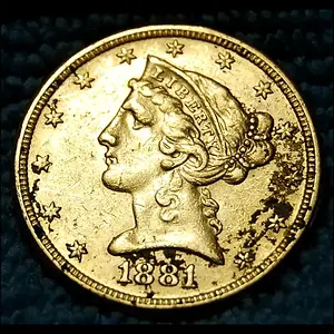 1881 $5 Gold Piece. 
Found May 3, 2009