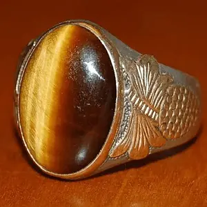 Unique Cat's Eye Mans Gold Ring
