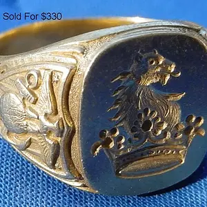 1920's inscribed Marine gold signet ring. "To Chaz from Dad June 6, 1921"