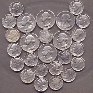 A fraction of silver coins that came from a military base.