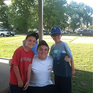 Teaching the boys how to use a detector