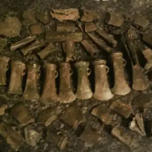 Bronze age axe hoard also included chisels, gouges, a hammer and broken pieces of spear heads and sword blades