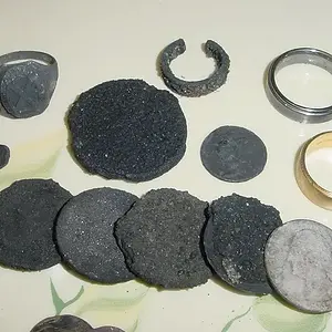 SEPT.23RD CAPE - 14K GOLD BAND, SILVER RING, SILVER TOE RING , SILVER RELIG.MEDAL, TUNGSTEN CARBIDE RING, MERCURY DIME, 5 SIL.QUARTERS, AND A SILVER H