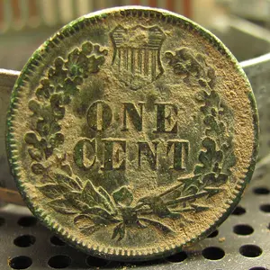 Good detail to the reverse side of a 1893 indian cent.
Oct. 2012