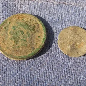1786 half reale & 1845 large cent.