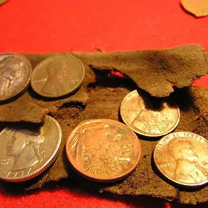 Purse with coins and coil