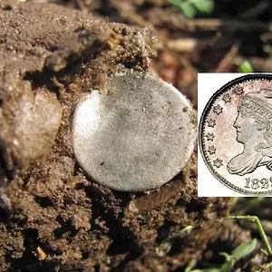3/18/13 ~ My first ever Capped Bust Silver after 12 yrs of detecting. A half-dime.