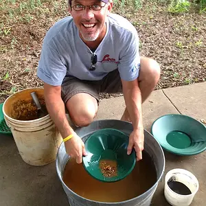 Eric learning to pan on the back patio