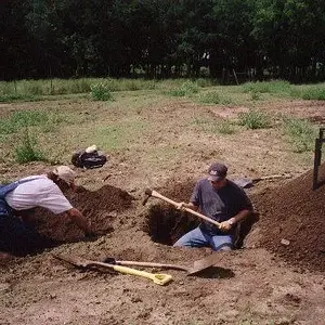 Matt and Bob sifting for arrow heads