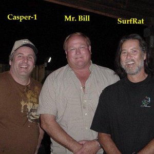 MYSELF WITH MR. BILL H. AND MIKE "SURF RAT"FLA. FRIENDS THAT I TRY TO HOOK UP WITH WHEN I'M DOWN THAT WAY