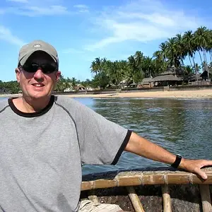 in a basket boat.  Mui Ne Beach.