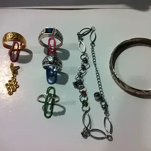 750 gold ring,916 gold ear ring, blue stone 925 ring, two 925 stone ring and others found in Tanjung Balau.