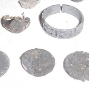 LARGE SILVER RING - SIL. RELIG.MEDAL - SIL.QUARTER & 3 SILVER DIMES