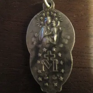 sterling silver mother mary pendant back