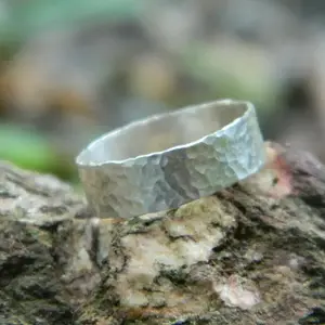 Textured sterling silver band ring