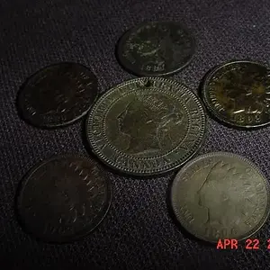 5 Indians and a big Canadian (Victoria) penny found on an old schoolhouse site. I find the best schoolhouse sites to be those on which the building is