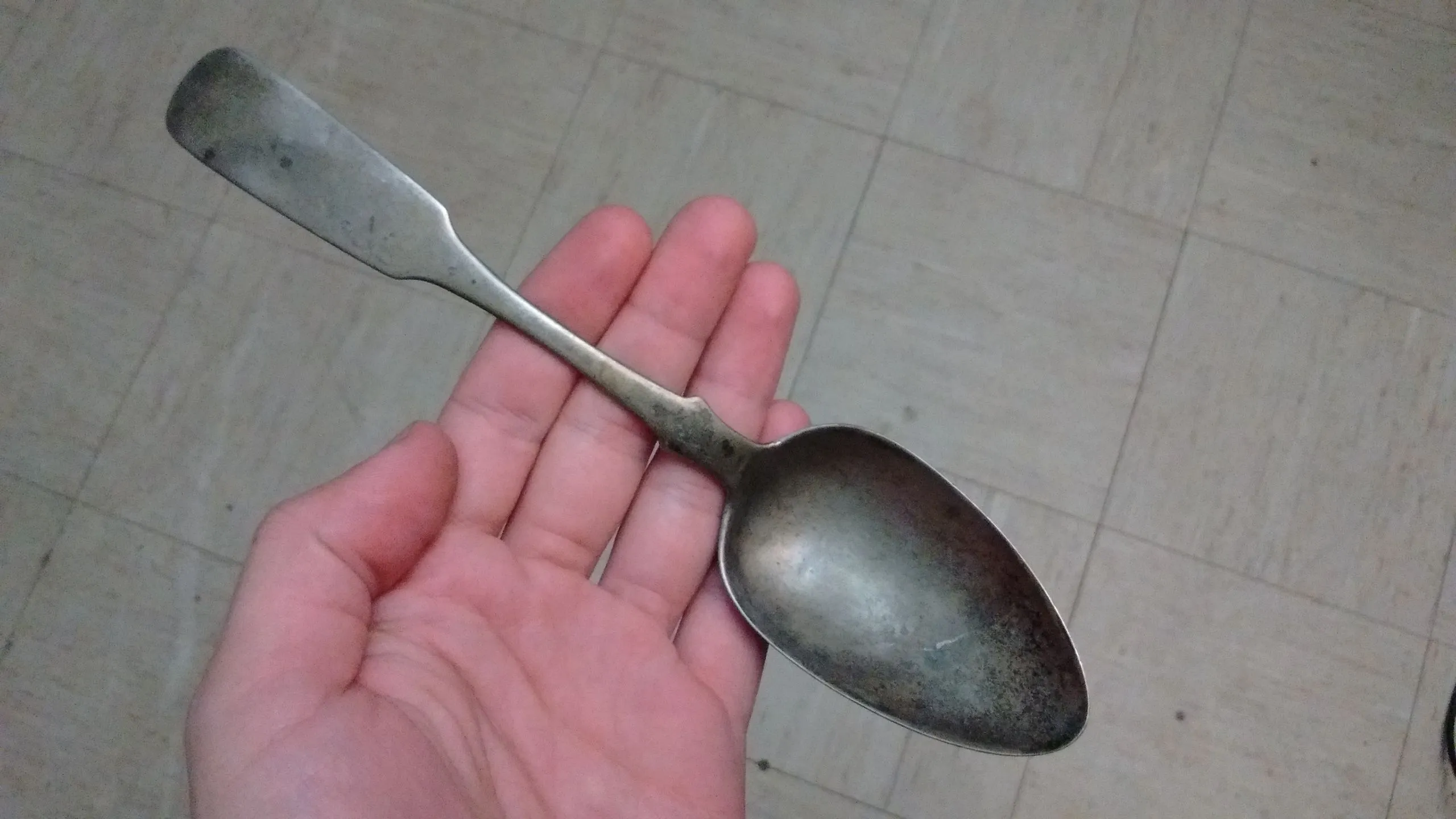 12 Loth (75% silver) Eastern European serving spoon (Likely Romanian) circa 1850's-1880's. (Dump find)