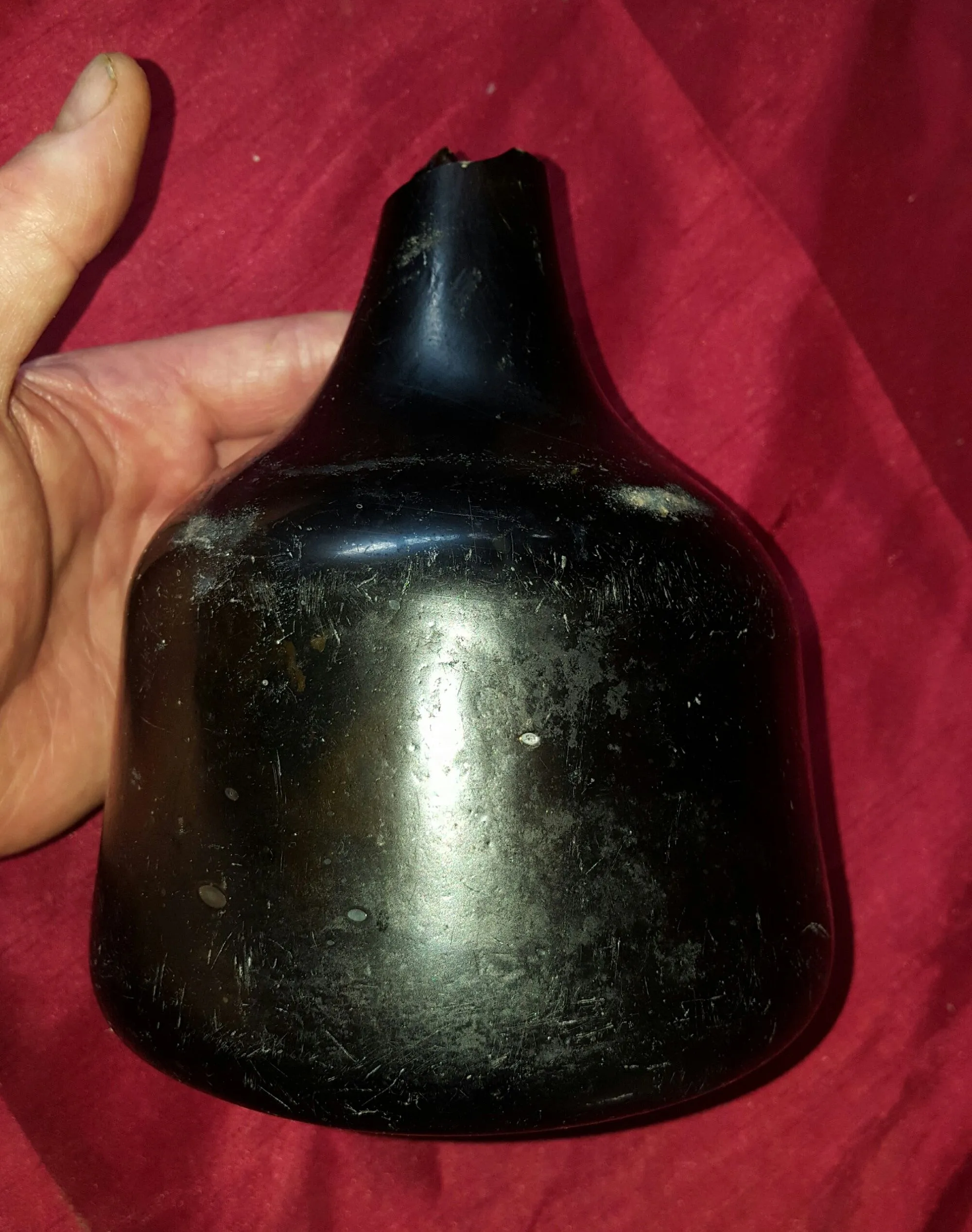 1700s black glass liquor/wine bottle-intact except for the lip