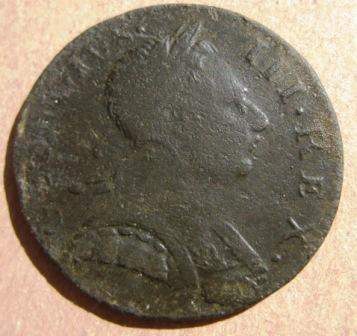 1773 King George III Halfpenny Counterfeit - Date:  10/3/08
VDI: 79
Depth: 4.5 inches
Location: Burlington County, NJ
