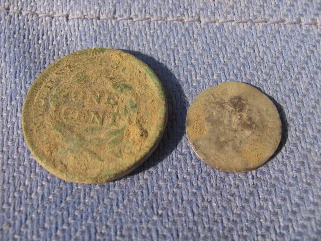 1786 half reale & 1845 large cent.