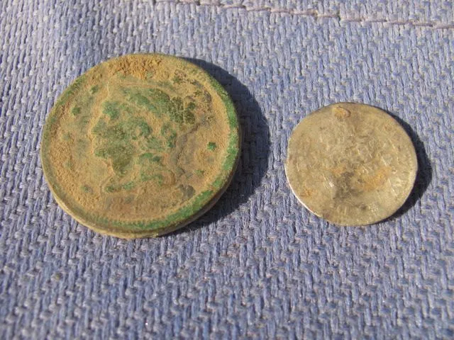 1786 half reale & 1845 large cent.