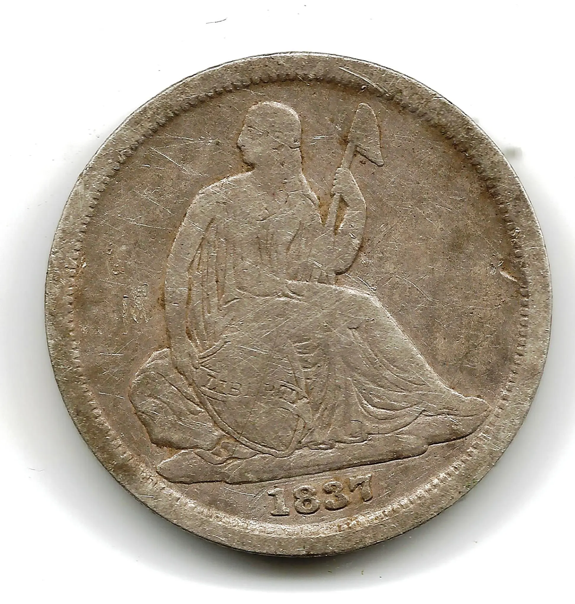 1837 No Stars Seated Dime