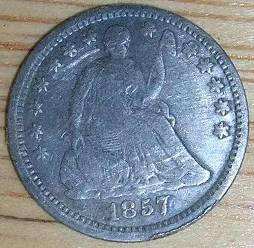 1857 Half Dime - Dug at a CW site.