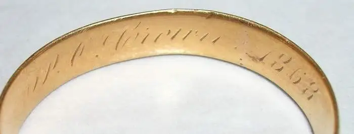 1868 Wedding Ring - This 18k wedding band is dated 1868.