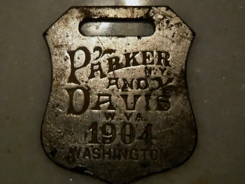 1904 Presidential Candidate Watch Fob, Silver plated, Alton Parker of NY and Henry Gassaway Davis, Elkins WV