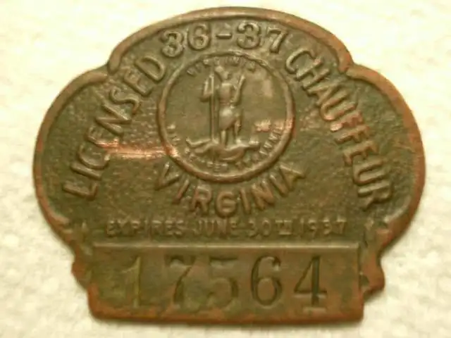 1936 37 Chauffeur Badge
