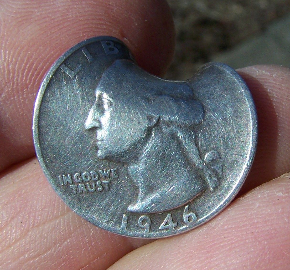 1946 GW Quarter with Bullet Hole