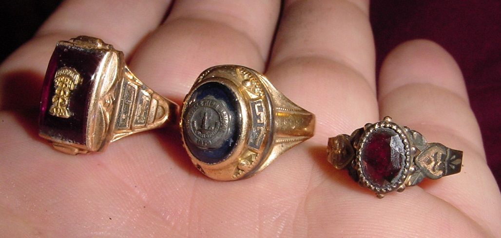 1952 CLASS RING - 1957 CLASS RING - ANTIQUE GOLD RING