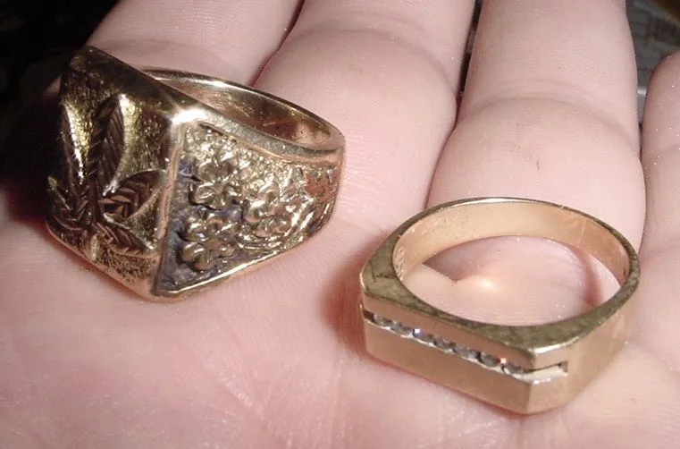 2 GOLD FROM SHORT TRIP TO ANTIGUA - LEFT ONE IS BIG & HEAVY - CLOSE TO AN OUNCE