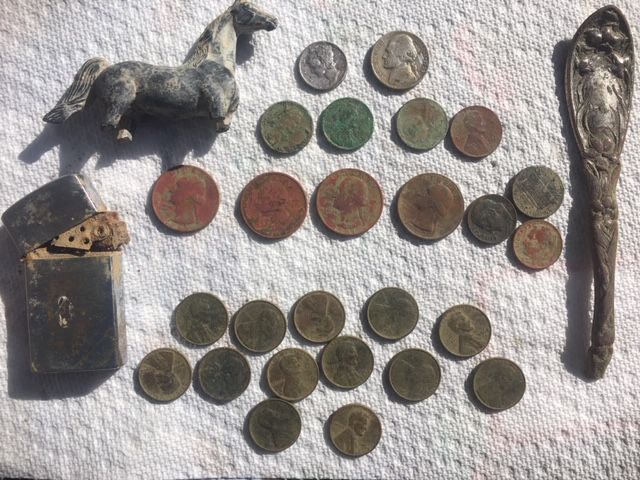 2 hours 9-17. 1943-P war nick, '45 merc, 1919-s wheatie, + 3 other wheats. The 13 lincolns at the bottom were all in one spot, there were more but it 