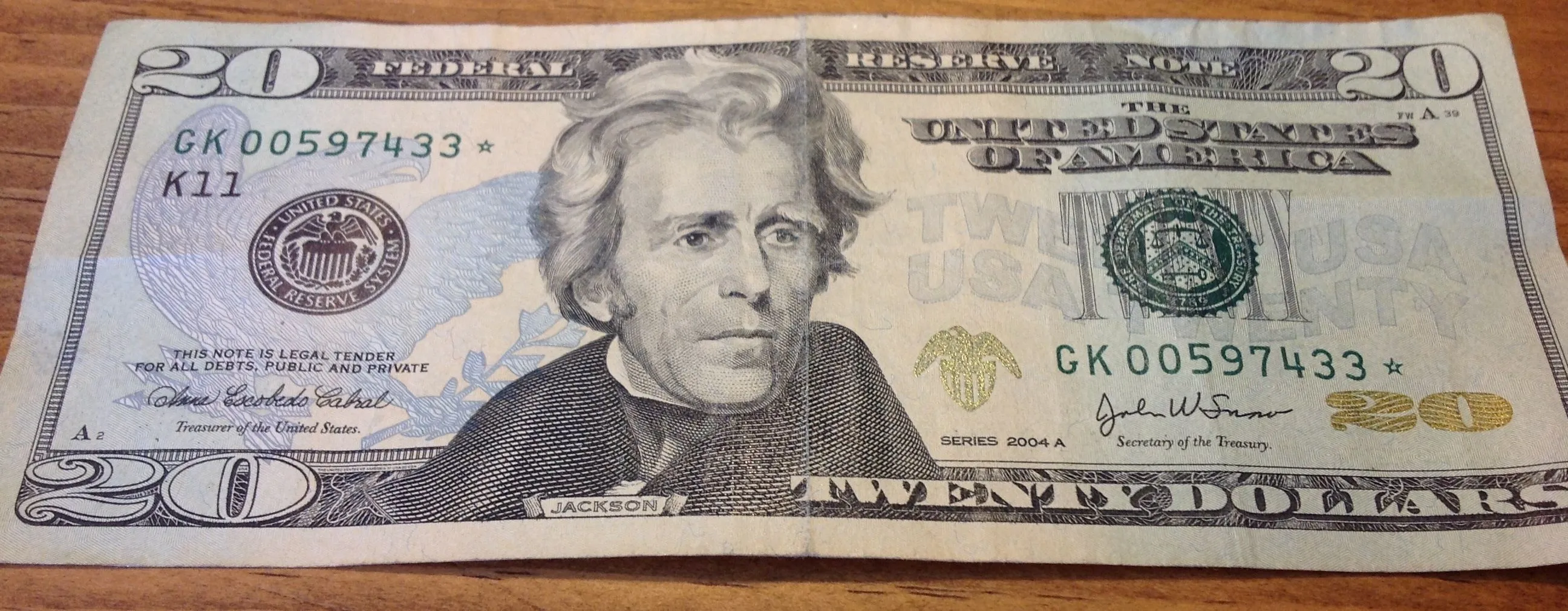 $20.00 Star Note
Found 09/03/13
Columbus, Ms