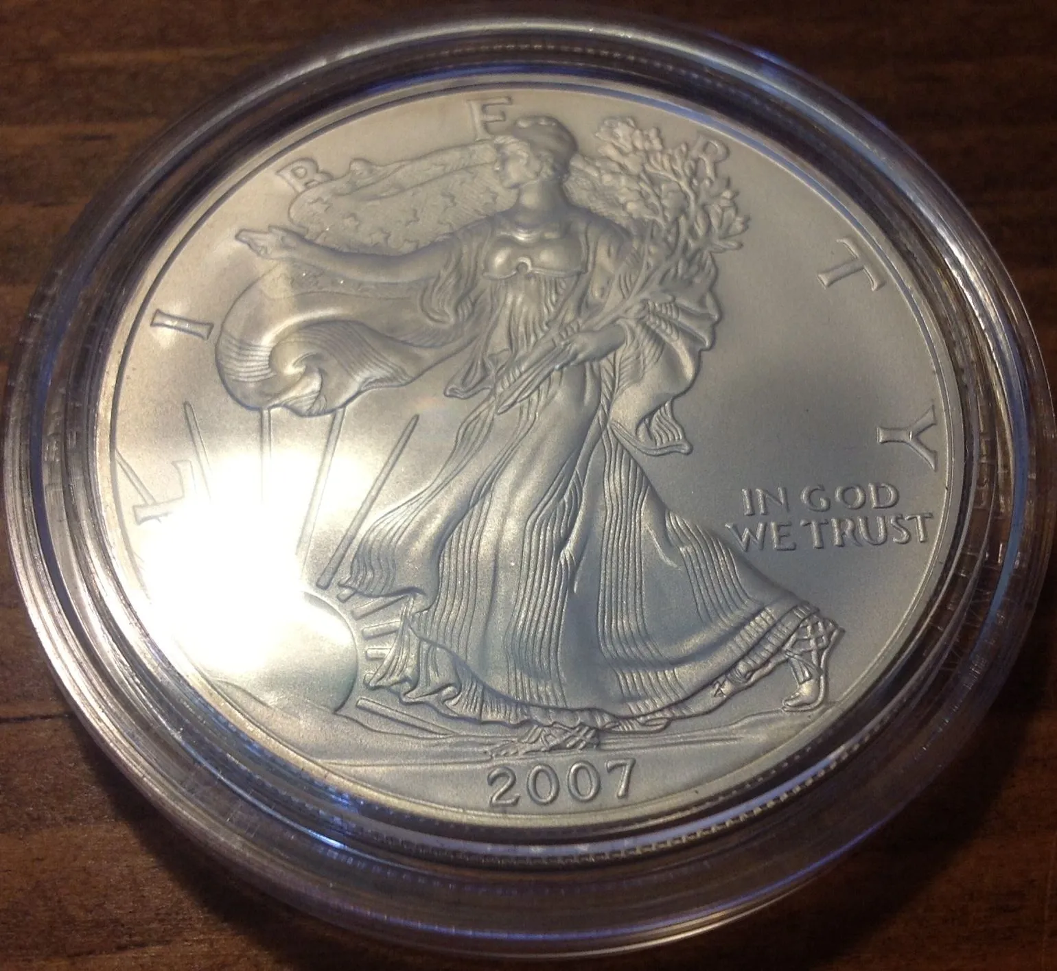 2007 Walking Liberty Dollar
Received 05/10/13
1st Salute
2Lt B. Jones
Miss. State Univ.