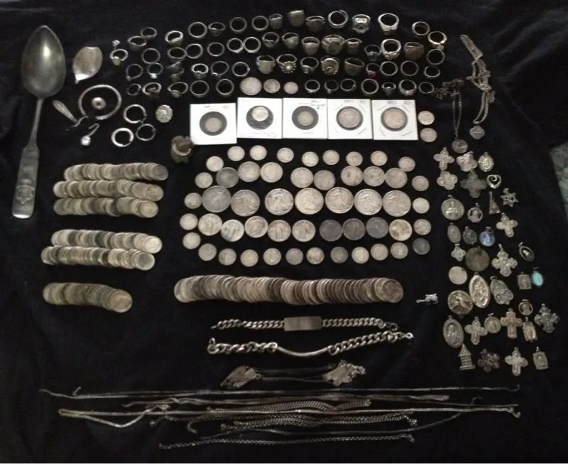 2013 dug silver finds, 3.74 lbs including 324 silver coins