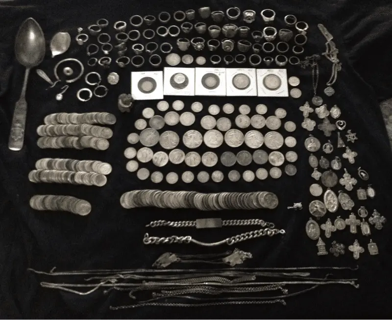 2013 Silver, $44.35 in silver coins. Rest are sterling/.925 items