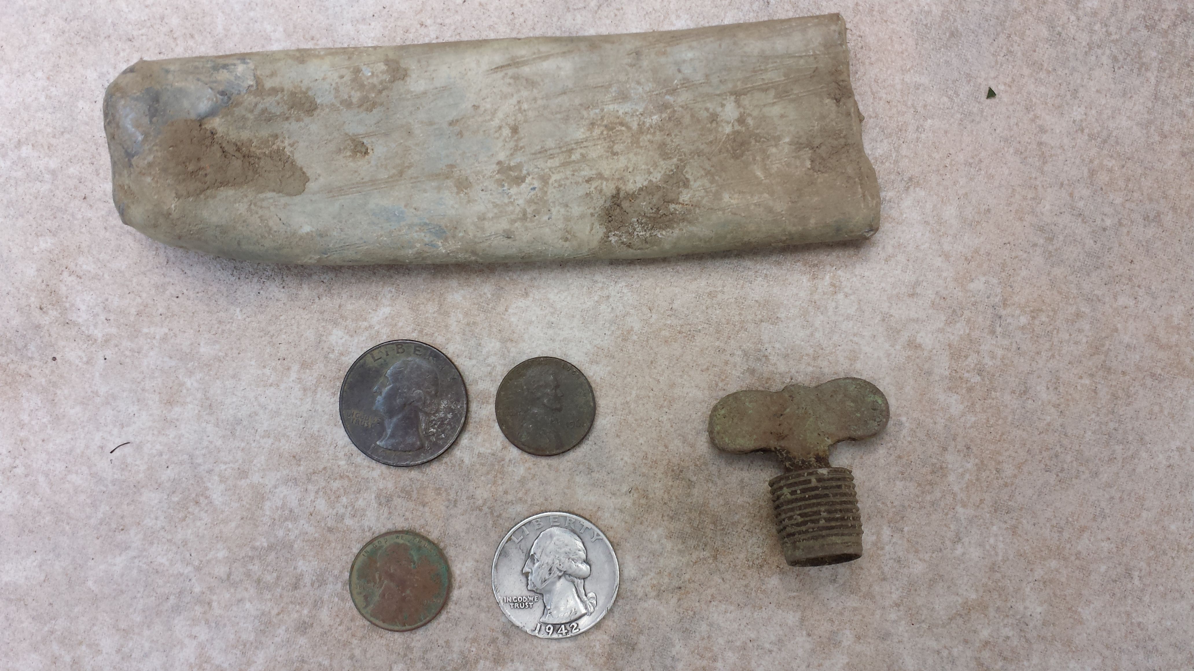 20150515 170332  Oberlin Old orphanage site.  1940 wheat and 1942 quarter.  $0.52  2 hr