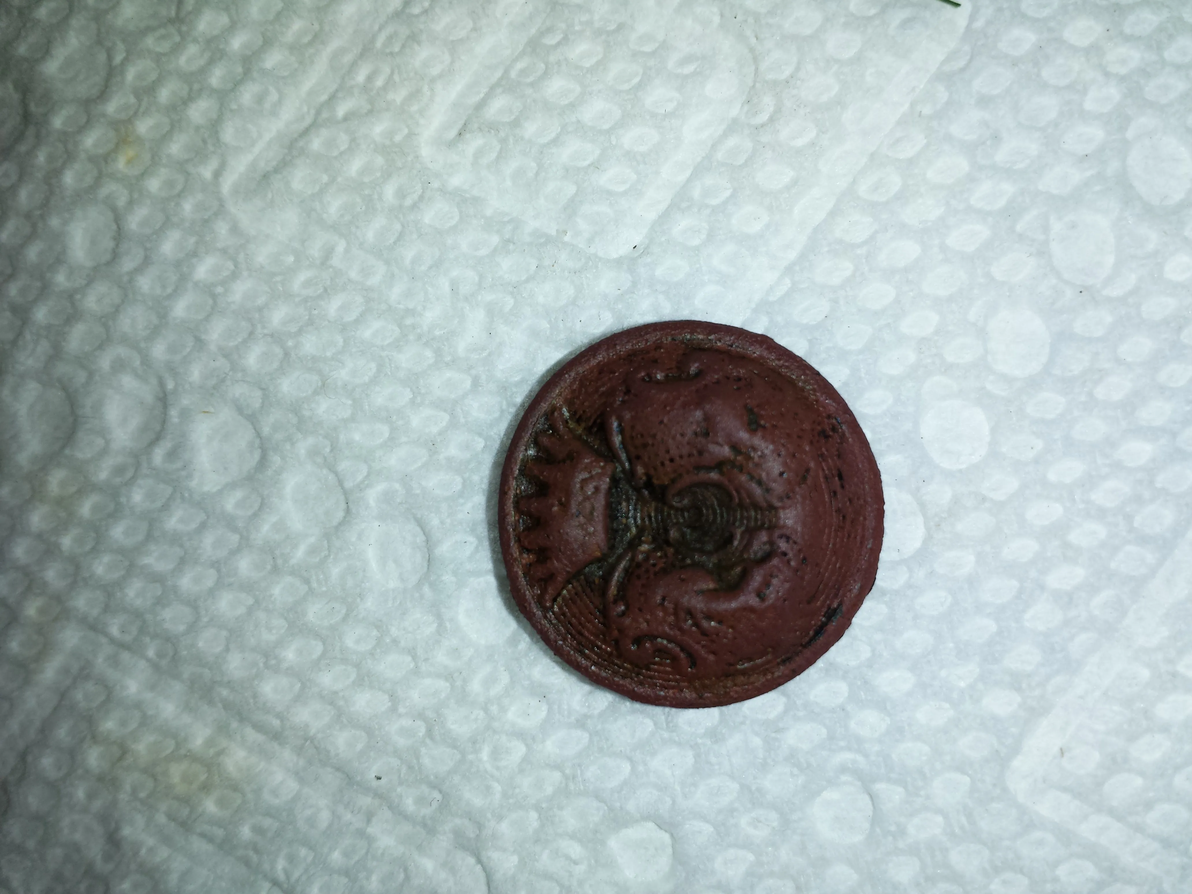 20150713 1970s era blazer button found on private property in Vaughan with F2.