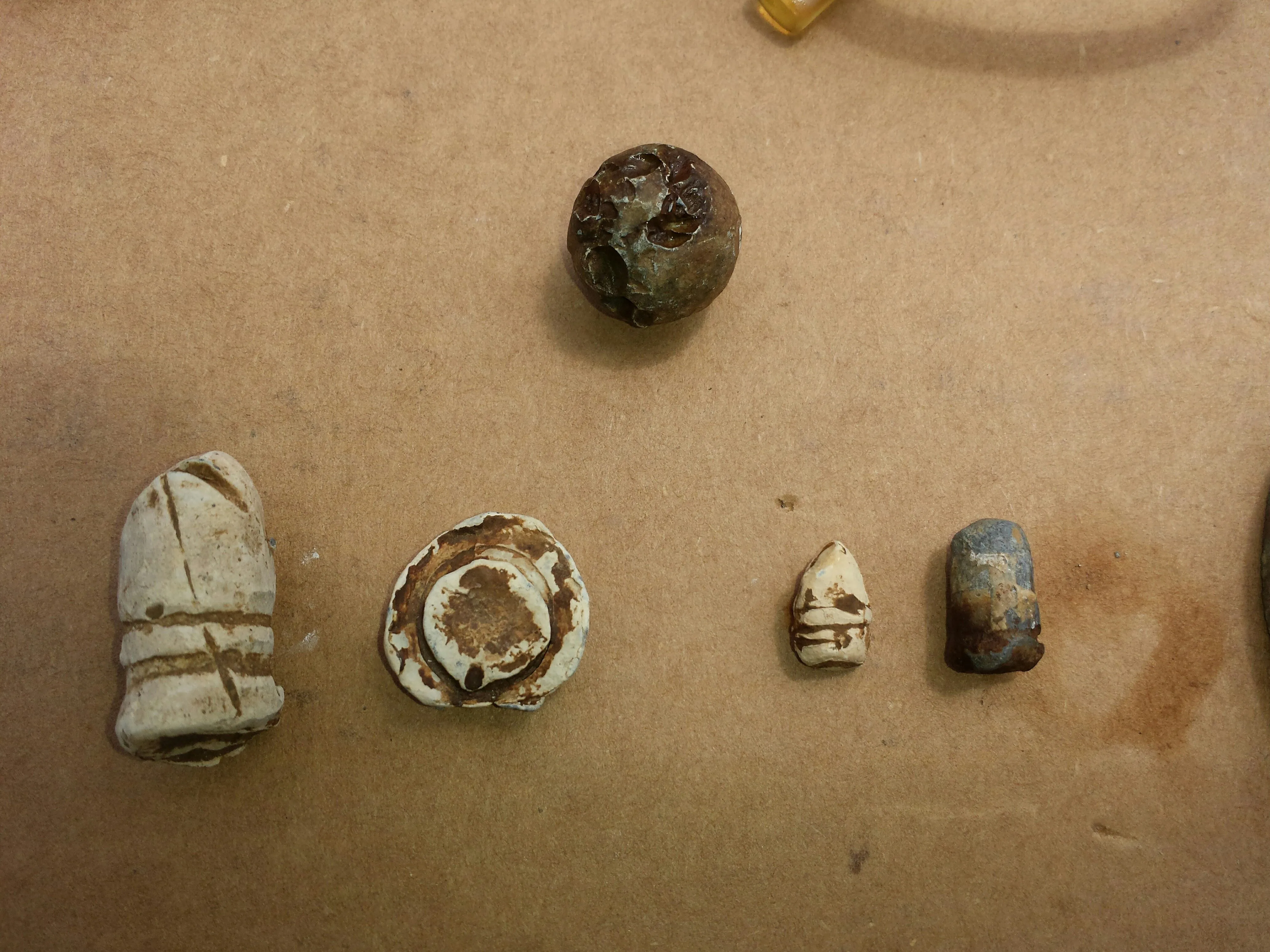 20150822 A closeup of just the bullets found where a Civil War Confederate hospital used to be. Included are my first 2 Ringer, a smashed minie ball, 