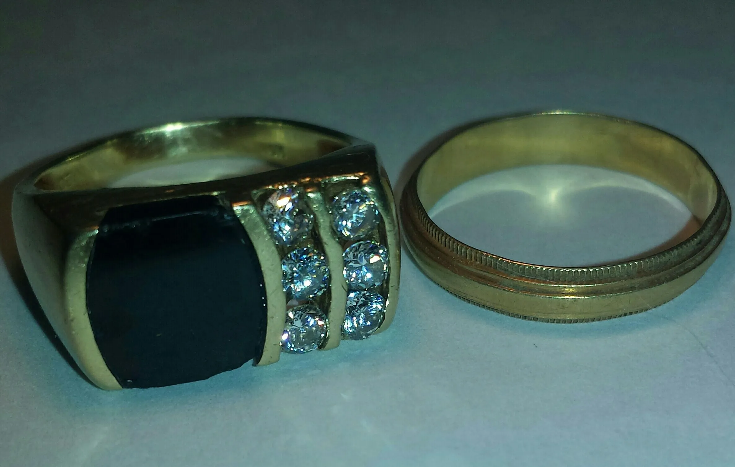 20150823 10k and 14k gold rings found in Livingston Park with the F75.