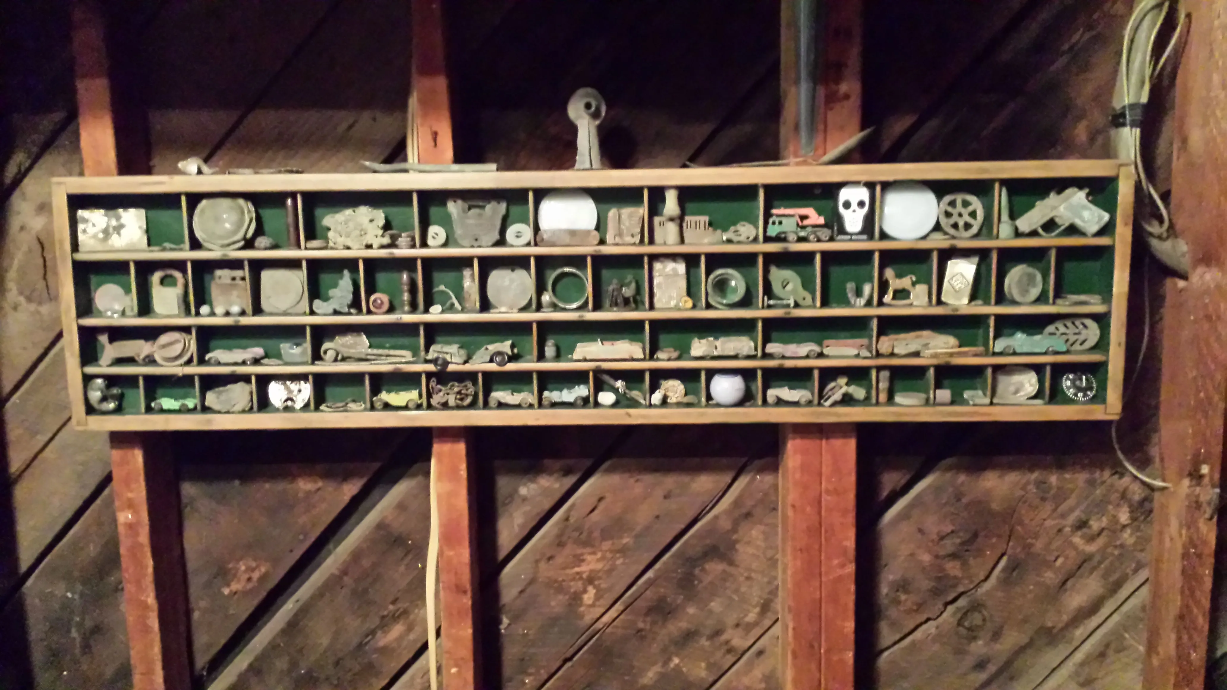 20150909 204806  One of my printer drawers That I use to display some finds in the garage.