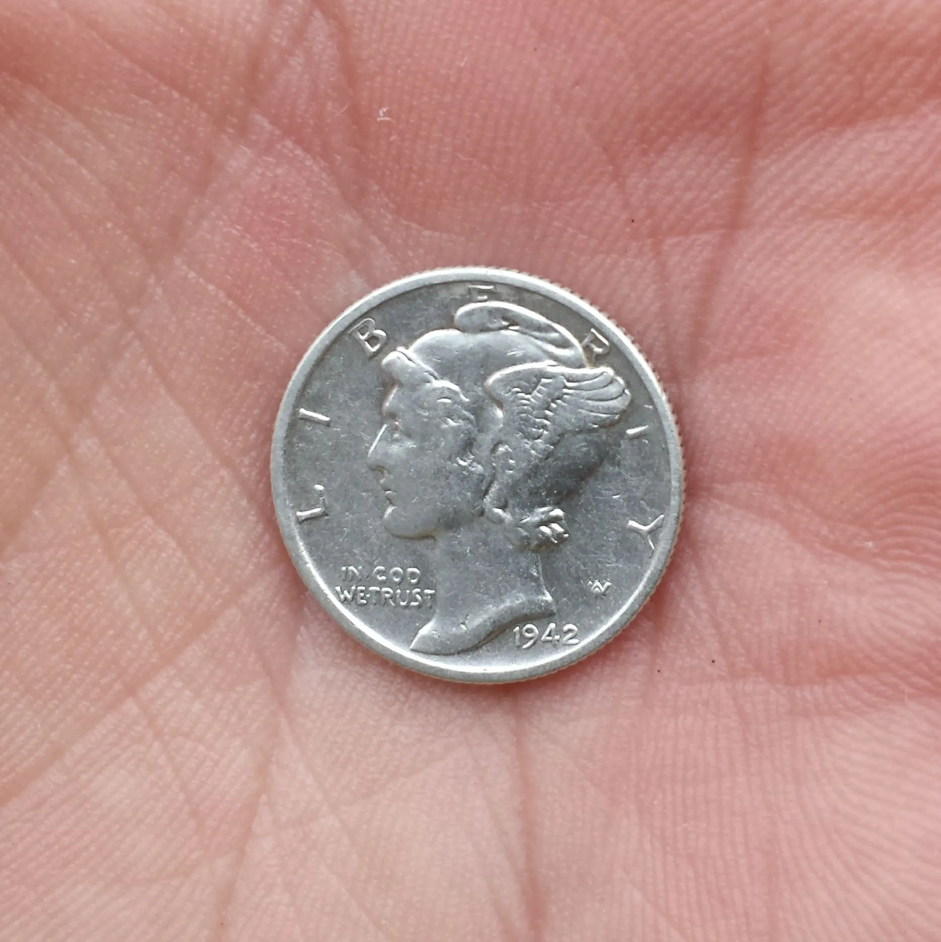 20150920 1942s Mercury dime. First silver with Tejon.