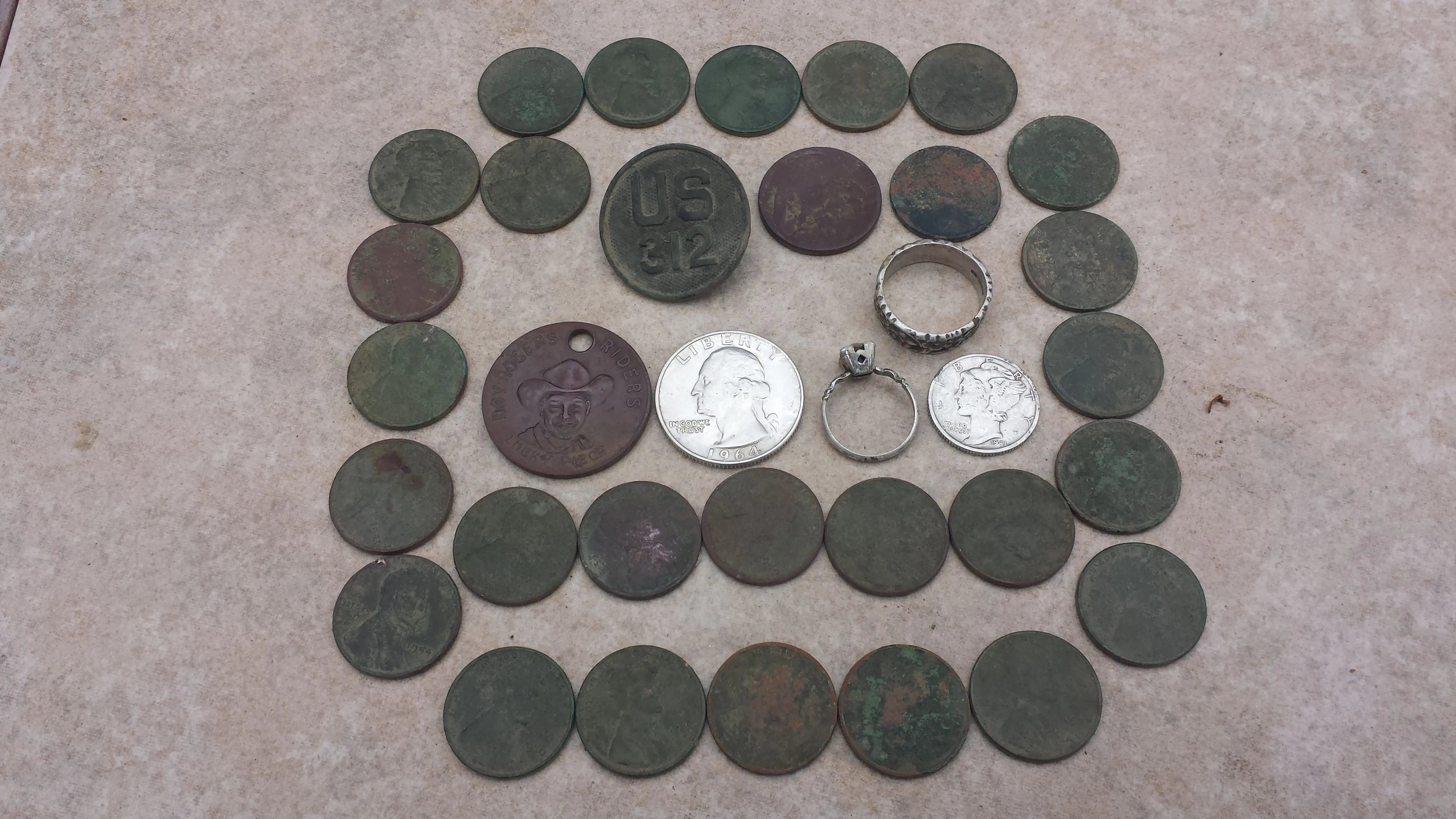 20151030 165950  Donald's house Notables  1964 quarter, 1941 Merc, 1926 Buffalo, 27 wheats 1909,11,19,19S,25,27,29x2,29S,30.35D,36x2,40,42,42Dx2,44,46